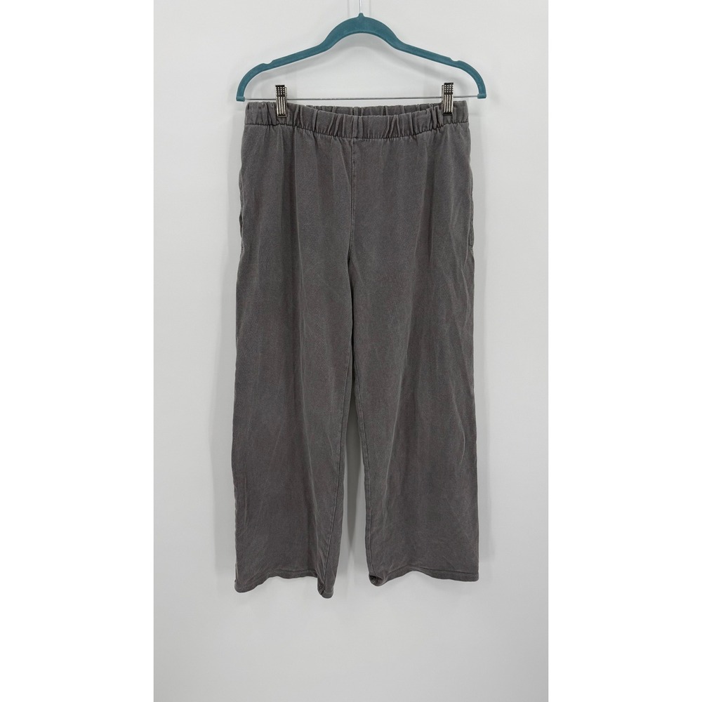 Brandy Melville Dark Grey Mineral Wash Wide Leg Cropped Sweatpants One Size